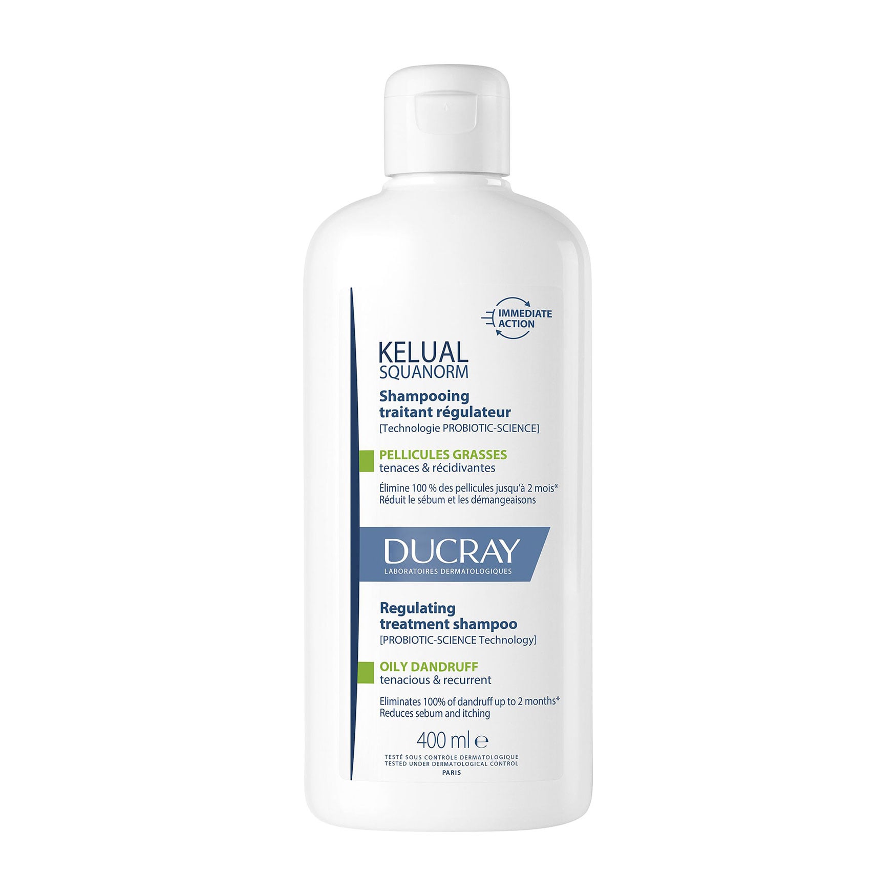 Регерувальний шампунь для волосся Ducray Kelual Squanorm Regulating Treatment Shampoo проти жирної лупи, 400 мл